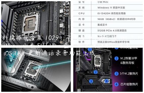 科技昨夜今晨 1029：苹果发布 2024 款 M4 芯片 iMac；小米 SU7 Ultra 量产版官图公布；苹果 iOS 18.1 更新通话录音功能上线...